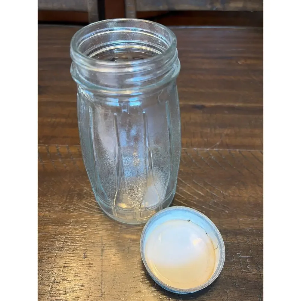 Ball Juice Jar With Zinc & White Glass Lid 7.25” Vintage READ